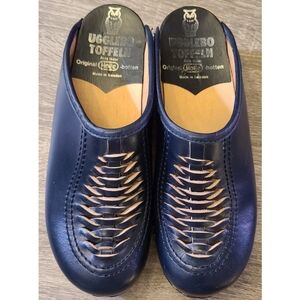 Ugglebo Toffeln Navy Suede Clogs US 6 Bohemian Scandi Girl Cabincore Cottagecore